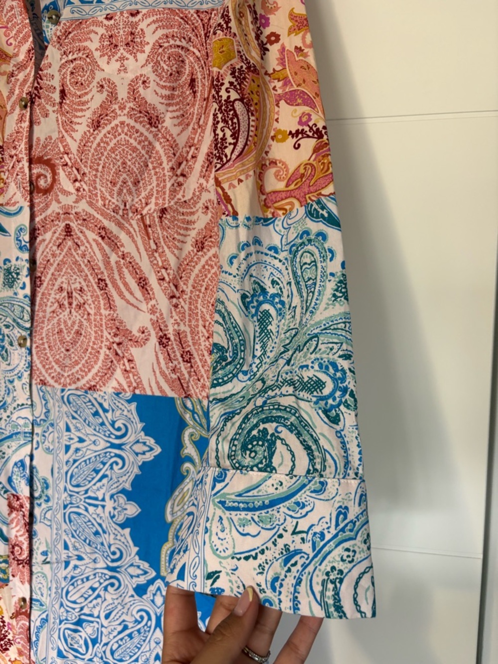 Anthropologie Maeve the Soren long sleeve shirt dress size M patchwork paisley - Picture 6 of 11